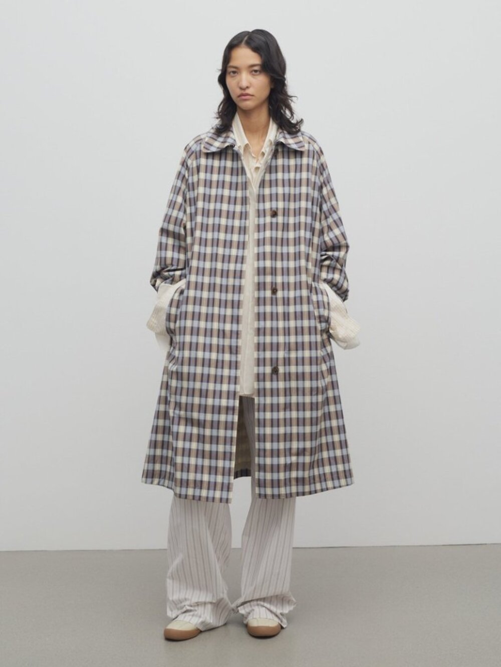 THE ROW tavishina checked silk and cotton-blend poplin coat